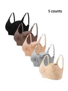 Women's Solid Ruched Adjustable Strap Bra with Removable Chest Pad, Comfortable Breathable Seamless Breast Pump Breast Feeding Lingerie, Women Underwear, Summer Maternity Lingerie for All Seasons, Maternity Bras