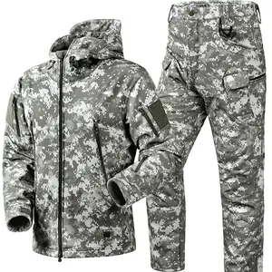 Outdoor Shark Skin Shell Jacket Fleece-lined Warm Soft Shell Camouflage Trench Coat Hunting Clothes