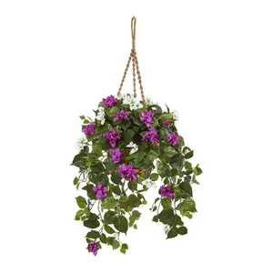 Mixed Bougainvillea Plant Hanging Basket by Nearly Natural