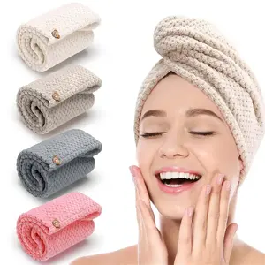 Hair Towel Wrap, Hair Turban Towel, 1 Count Quick Drying Hair Towel Wrap, Soft & Gentle Hair Towel for Curly, Long, Thick Hair with Secure Strap