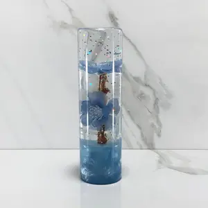 Mr__Grip 5 1/2 Inch flower Resin Custom Shift Knob Light Blue & White Cherry Blossom JDM