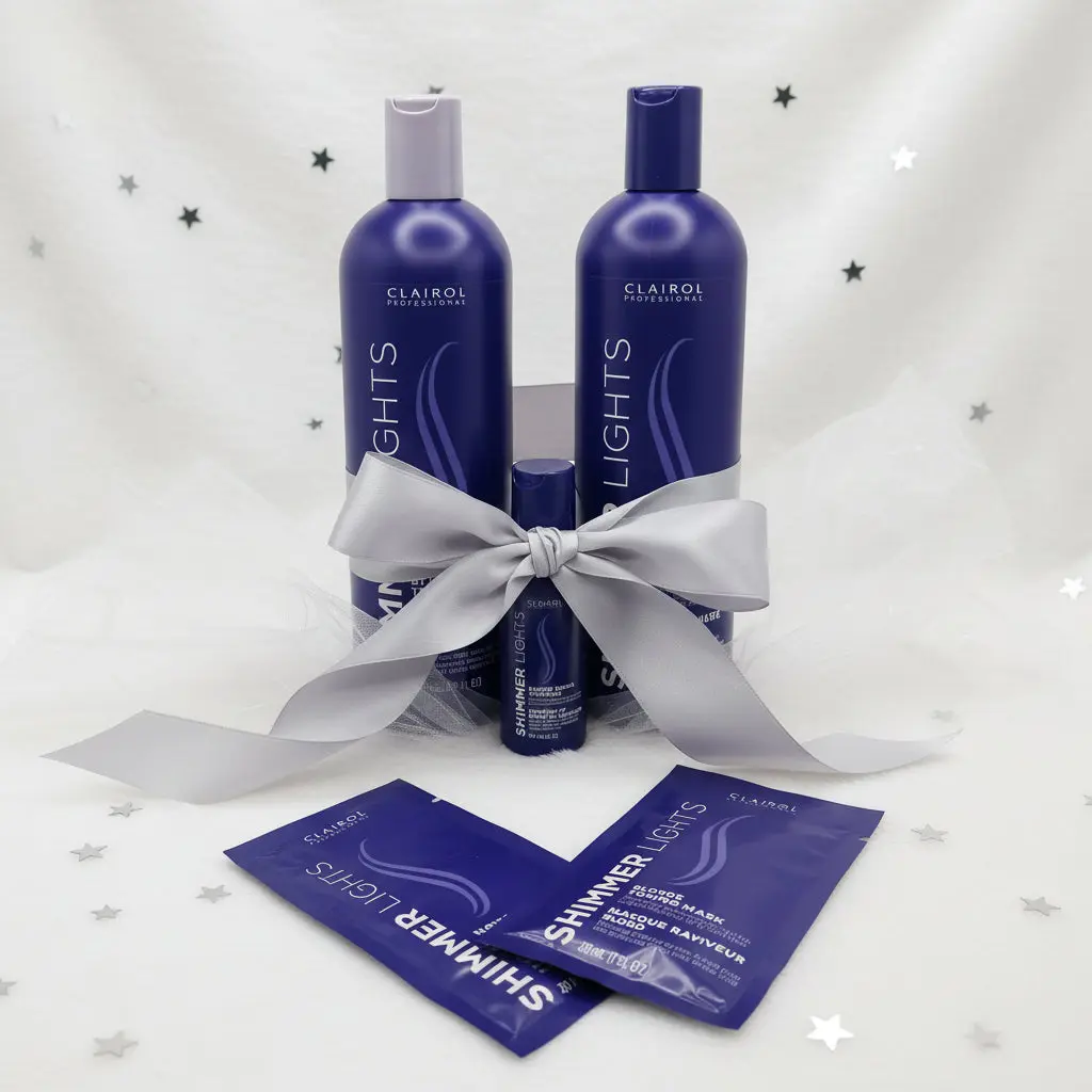 Clairol Professional Shimmer Lights Blonde Toning Hair Care Gift Bundle Shampoo, Conditioner & 2 FREE Masks, 1 FREE Mini Shampoo (5-Piece Set)