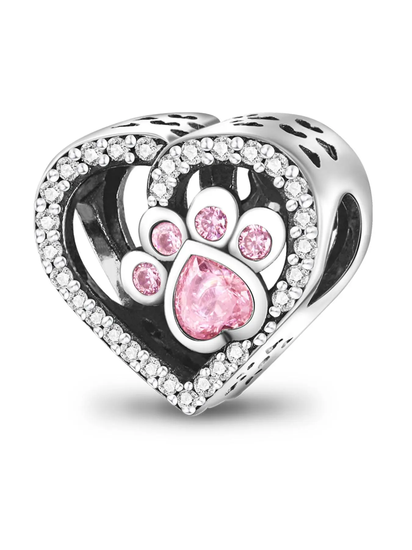 Cute Paw & Heart Design Charm, Stylish Playful Charm, Love Heart Charm, Fashionable Charms, Fashion Glittering Jewelry Accessories for Women & Girls, Trendy All-match & Exquisite DIY Accessories for Bracelet