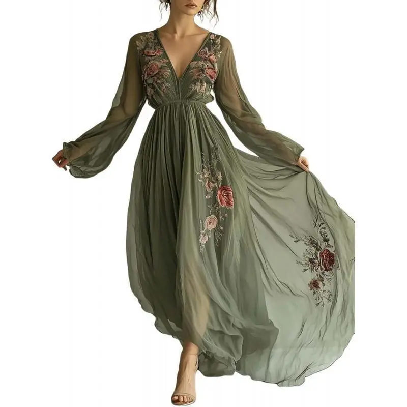 Green chiffon dress - TikTok Shop