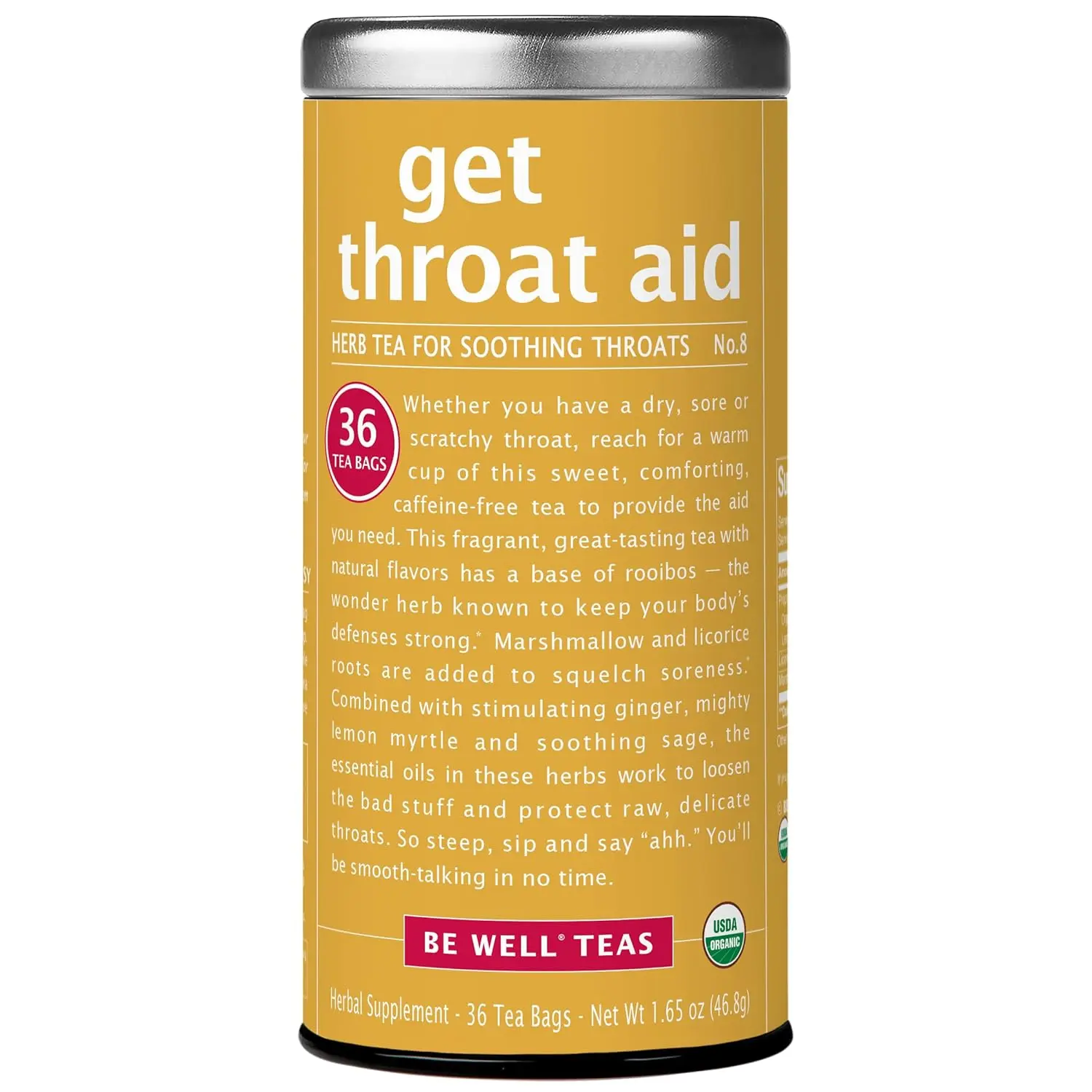 The Republic of Tea-Organic Get Throat Aid Herb Tea, 36 Tea Bags, Naturally Caffeine Free Be Well Tea The Republic of Tea-Organic Get Throat Aid Herb Tea, 36 Tea Bags, Naturally Caffeine Free Be Well Tea