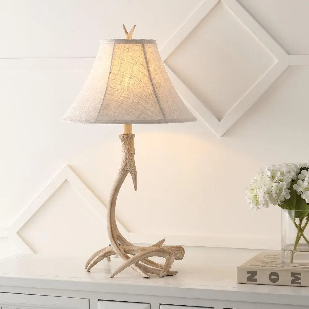 JONATHAN Y Rustic Antler Resin LED Table Lamp - Bedroom Lighting, Decorative Light for Home Decor, Living Room, Foyer