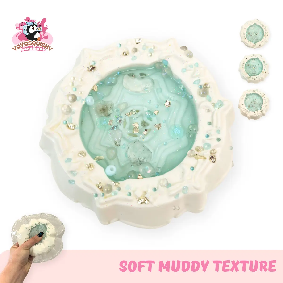YOYOSQUISHY Taba Squishy Toy - Wish Pool Themed, Oddly Satisfying, Irresistibly Cute, 8.6 × 8.6 × 4 Cm Handmade Food-Grade Silicone, Soft Muddy Texture Slow Rebound, Anxiety Fidget Stress Relief Toy with Ready-to-Gift Packaging