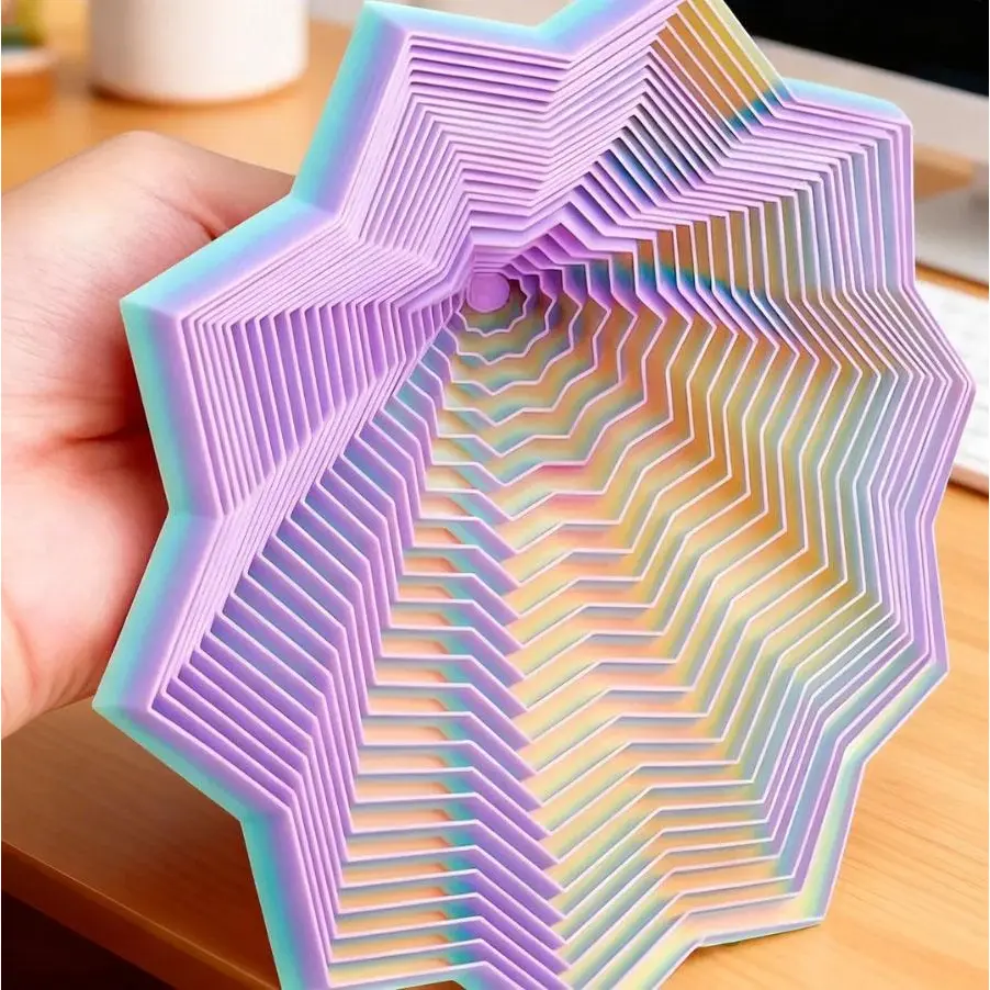 3D Expandable Rainbow Whirling Spiral with Handle - Sensory Fidget Tool for Stress Relief and Satisfying Click Sounds, Click‑Sound Relief