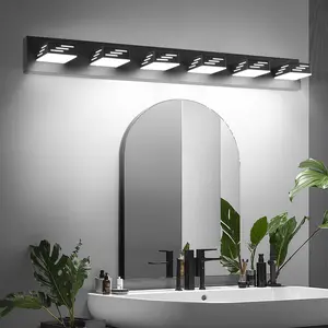 VEVOR 6-Light LED Modern Vanity Light Fixtures, 40.35-Inch, Black Finish Bathroom Wall Lighting Fixture Over Mirror, with IP44 Waterproof, for Bathroom, Living Room, Bedroom, Hallway, Cool White 6000