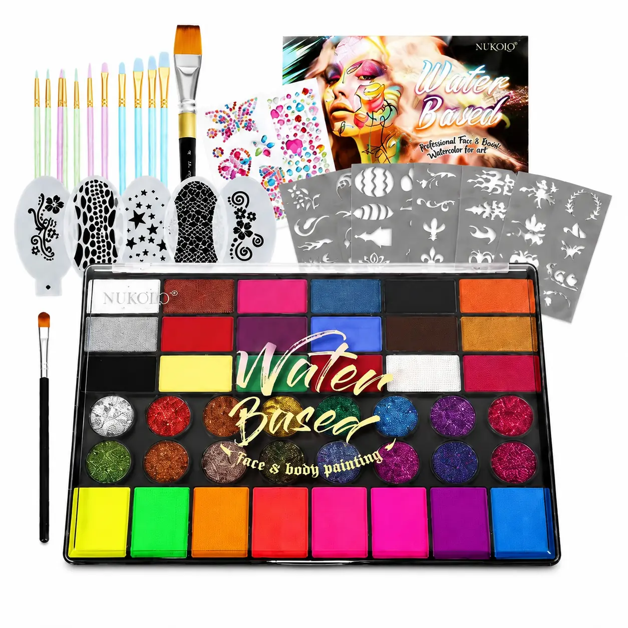 Face and Body Oil Paint Palette 42 Vibrant Colors Pro Safe Non-Toxic Tattoo Halloween Special Effects Party Makeup Kit for Kids & Adults | Washable Face Paint Kit for Kids Non-Toxic Safe for Sensitive Skin Easy Application Perfect for Party Playtime & Fun