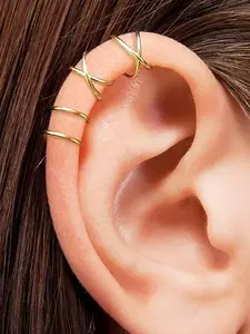 Women's Minimalist Hollow Out Ear Cuff Earrings, Casual All-match Jewelry for Girls Gift, Female Classic Fashion Accessories for Daily Wear