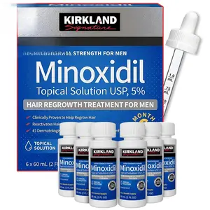 Kirkland Signature Minoxidil for Men 5% Liquid Extra Strength Hair Regrowth Treatment 6 Months Supply with Dropper Applicator.    6 Month Supply for Hair & Beard Growth | Thicker Hair, Fuller Beard, Real Visible Resul Haircare Restore