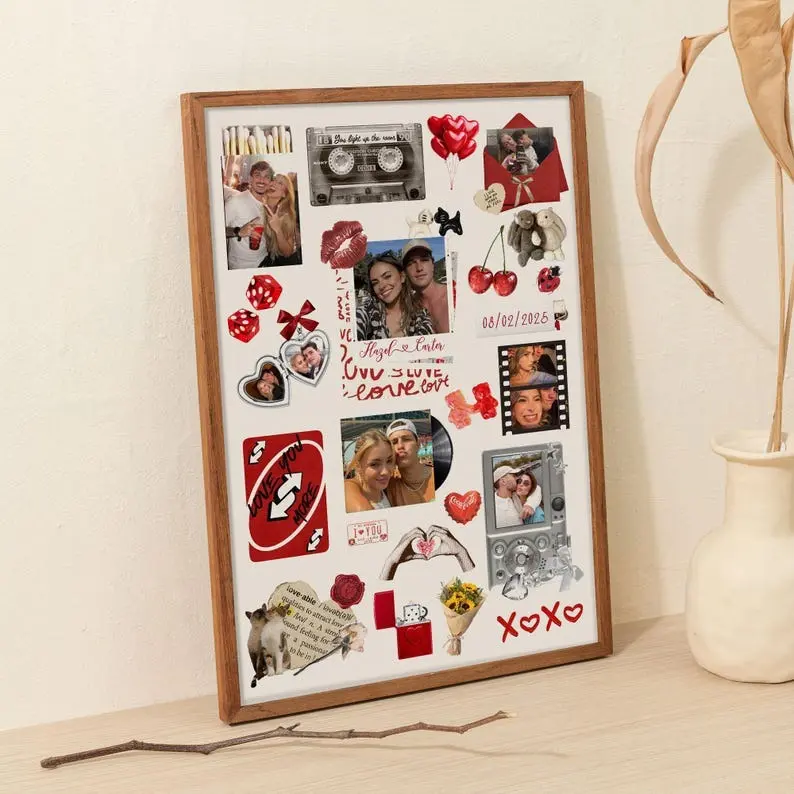 Custom Matchbook Poster, Personalized Anniversary & Birthday Gift for Couples, Custom Matchbox Art