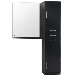 BarberPub Wall Mount Mirror Station Salon Storage Cabinet with Holders 3034