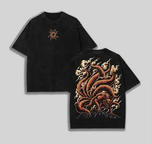 JINCHURIKI KURAMA NINE TAILED FOX- Naruto Shippuden Double Printed Uniex Oversized Naruto Merch Naruto Washed Tee Anime Manga Lightweight Gift For Man