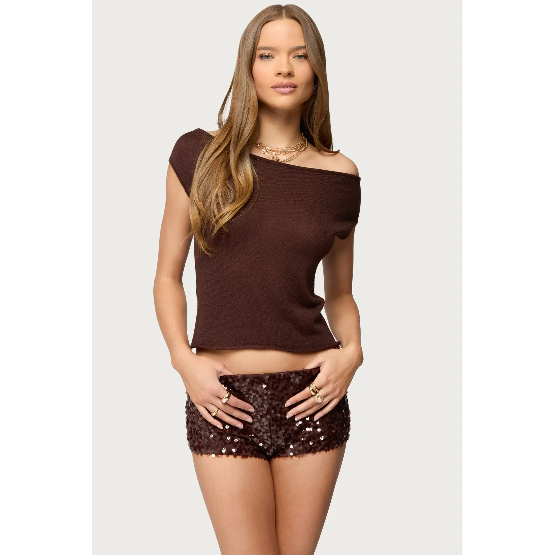 Holly Glitter Off Shoulder Top