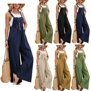 Vacation Romper 2025 — Hot-Selling Mid-Rise Retro Style Women’s Fashion Pants, Solid Color Casual Overalls/Shorts for Vacation and Holiday Parties, Denim Short with Pockets, Women’s Drawstring Cargo Joggers, Colorblock Plus-Size Summer Shorts