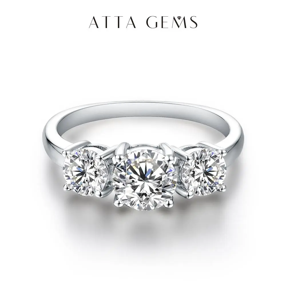 Women's 3-Stone D Color VVS1 Synthetic Moissanite Ring, Elegant Engagement Ring, Fine Jewelry for Birthday or Anniversary Gifts, R014, Engagement Rings summerwins