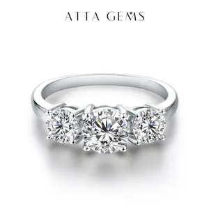 3 Stone Synthetic Moissanite Ring D Color VVS1  for Women Birthday Gift Engagement Wedding Anniversary fine jewelry R014