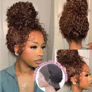 Ashimary Water Wave Invisi-Strap Snug Fit 360 Lace Frontal Pre-Cut Bleached Knots Chocolate Brown Glueless Lace Wig#Summervibes