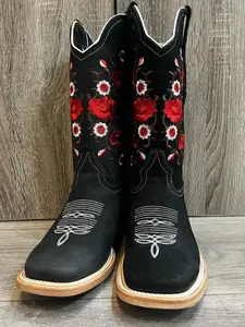 White Diamond´s Black Red Rose Womens Rodeo Boots White Diamond´s Black Red Rose Womens Rodeo Boots