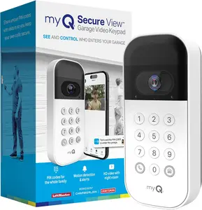 Smart Garage Door Video Keypad with Wide-Angle Camera, Custom PIN Codes & Smartphone Control, Compatible with Chamberlain, LiftMaster & Craftsman Openers, White