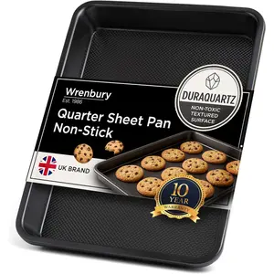 Wrenbury Quarter Sheet Pan - Carbon Steel Non-Stick ¼ Cake Baking Tray - Non Toxic Cookie Pan for Traybake - 13” x 9”