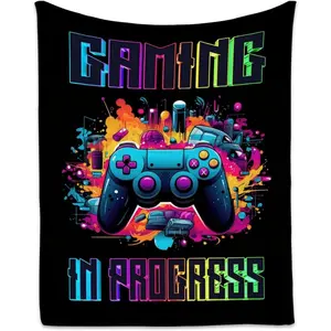 Soft Funny Throw Blanket Cute Gaming Blanket Cool For Boys Girls Black Fuzzy Blankets For Couch Sofa & Office