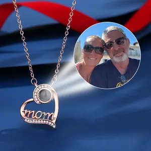 Personalized Heart Shape Photo Projection Necklace Gift for Mom• Memorial Photo Pendant • Personalized Picture Inside Necklace