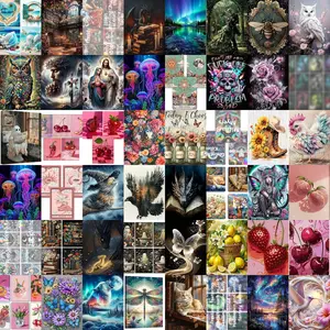 Random 5D Diamond Painting Kit Full Drill with Square & Round Drills Complete Tools Set DIY Art Craft for Home Wall Decor & Creative Gift Ship in multiple packages