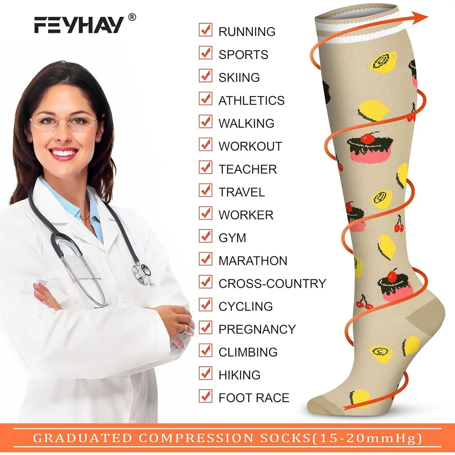 Copper Compression Socks (8 Pairs) 15-20 mmHg for Men & Women - Best for Circulation, Athletic Running, Climbing, Daily Wear, Supportive Graduated Compression Socks for Sports, Travel, Work, Varicose Veins Relief, Comfortable & Breathable Design Copper Compression Socks (8 Pairs) 15-20 mmHg for Men & Women - Best for Circulation, Athletic Running, Climbing, Daily Wear, Supportive Graduated Compression Socks for Sports, Travel, Work, Varicose Veins Relief, Comfortable & Breathable Design