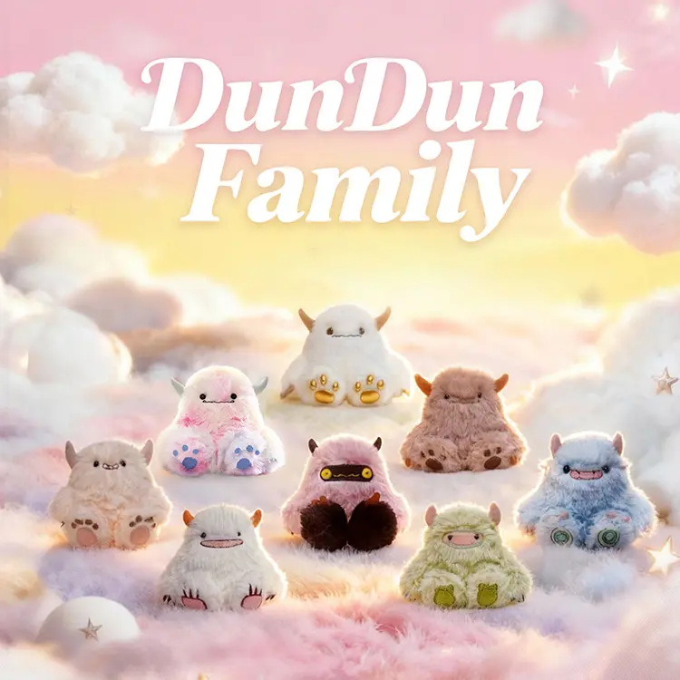 MOMOTOY Dundun Family Plush Pendant Blind Box - 1-Piece Mystery Pack, Collectibles Blind Bag, Cute Fun Collectible, Stress Relief Cartoon Toy, Birthday Gift Box, Mystery Packs, Surprise Pack