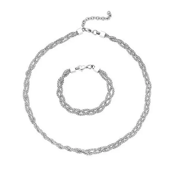 Stately Steel Pop Corn Mesh Necklace and Bracelet Stately Steel Pop Corn Mesh Necklace and Bracelet