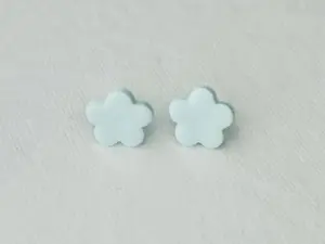West Cove Unisex Light Blue Daisy Clay Stud Earrings - Handmade in Fennville MI, Hypoallergenic Stainless Steel Backings, 0.5 in Diameter