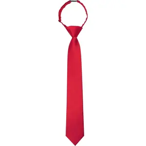 Solid Color Boys Tie Pre-tied Adjustable Kids Necktie for Age 8-12 Wedding School Graduation