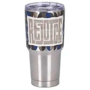 360 Stand 30 Oz Stainless Steel Beverage Vacuum Flask - Dicksons SSTUM-146 Tumbler with Psalm 118:24 Inspirational Design, Geometric Lid, Portable Plastic-Accented Drinkware