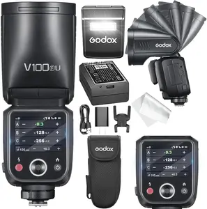GODOX V100 GODOX Flash – Touchscreen Control 100W TTL Camera Flash 【Godox V1】 Upgraded 70 Full Power Consecutive Flashes Camera Flash