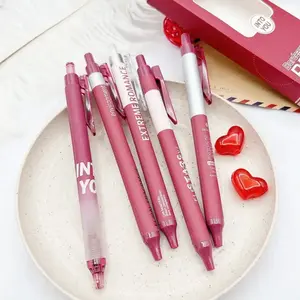 NOLUCK Cherry Blossom 5-Pack Vintage Bordeaux Red 0.5mm Gel Pens Black Ink Soft Grip Smooth Writing Durable Plastic Construction Ideal for Office Daily Writing Stationery Signature Pens Top Choice for Holiday Gifts