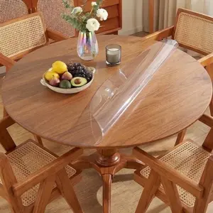Round Waterproof Oil-Proof Tablecloth, Wipeable Stain-Resistant Table Cover, Reusable Table Protector for Kitchen Dining Table and Party Use