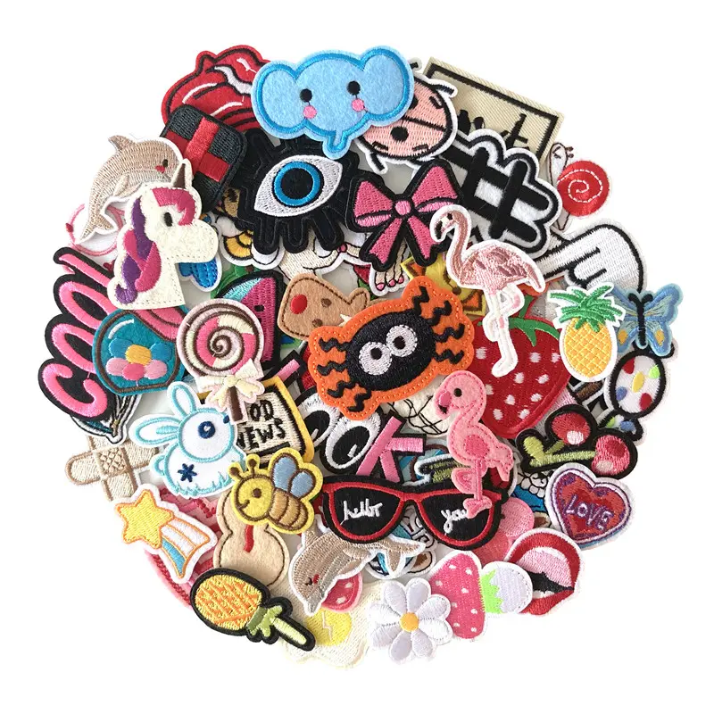 72Pcs Randomly Packed Embroidered Iron-On Apparel Patches Assorted Set - Appliqué Work, Diverse Sizes, Durable Adhesive, 30-60 Second Iron-On/Sew-On, Clothing Decor, With Instructions, 72 Pcs, Mixed Designs