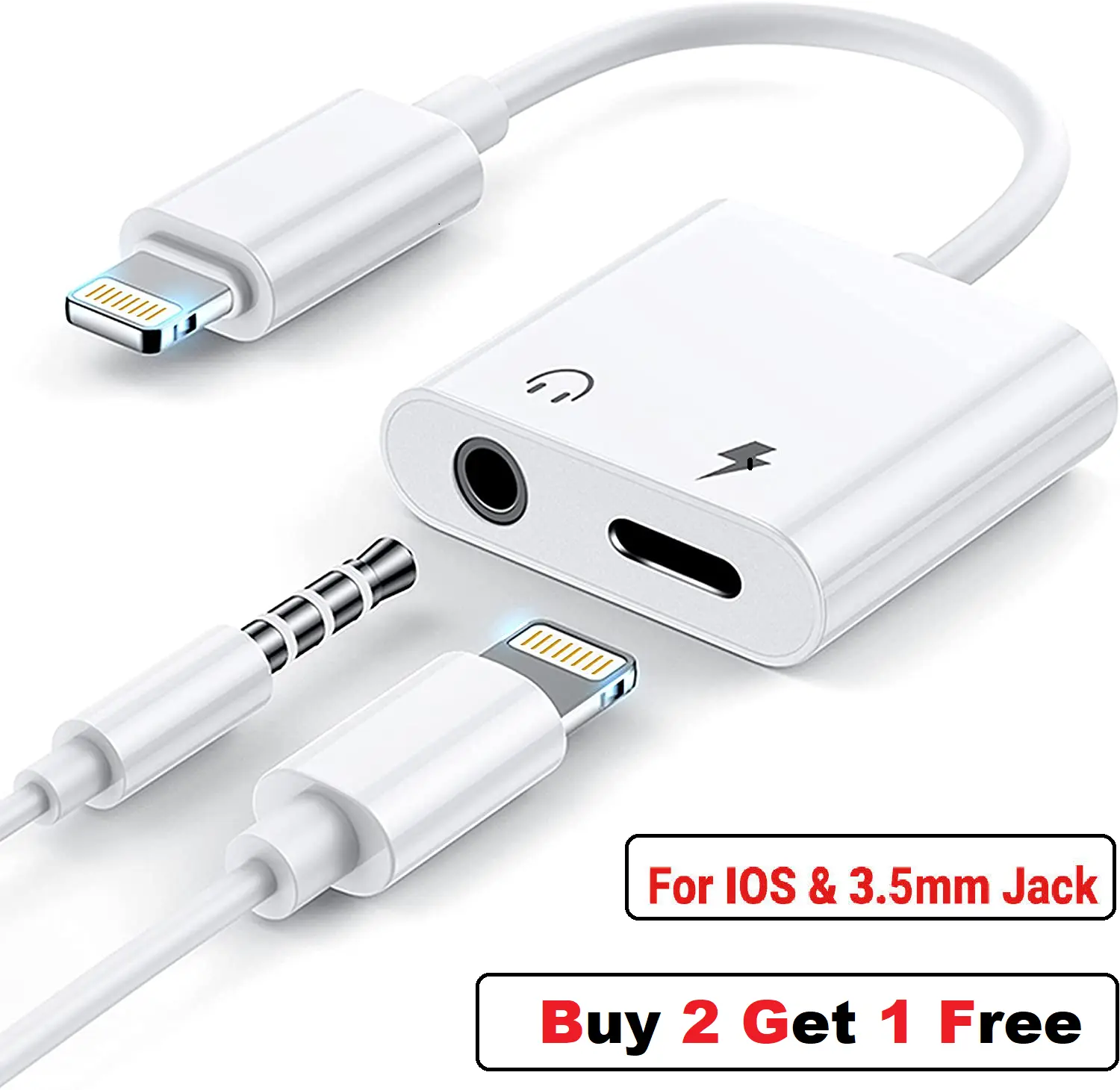2 in 1 Dual Adapter 3.5Mm Headphone & Charger for Iphone 8 plus X XS XR 11 12 13