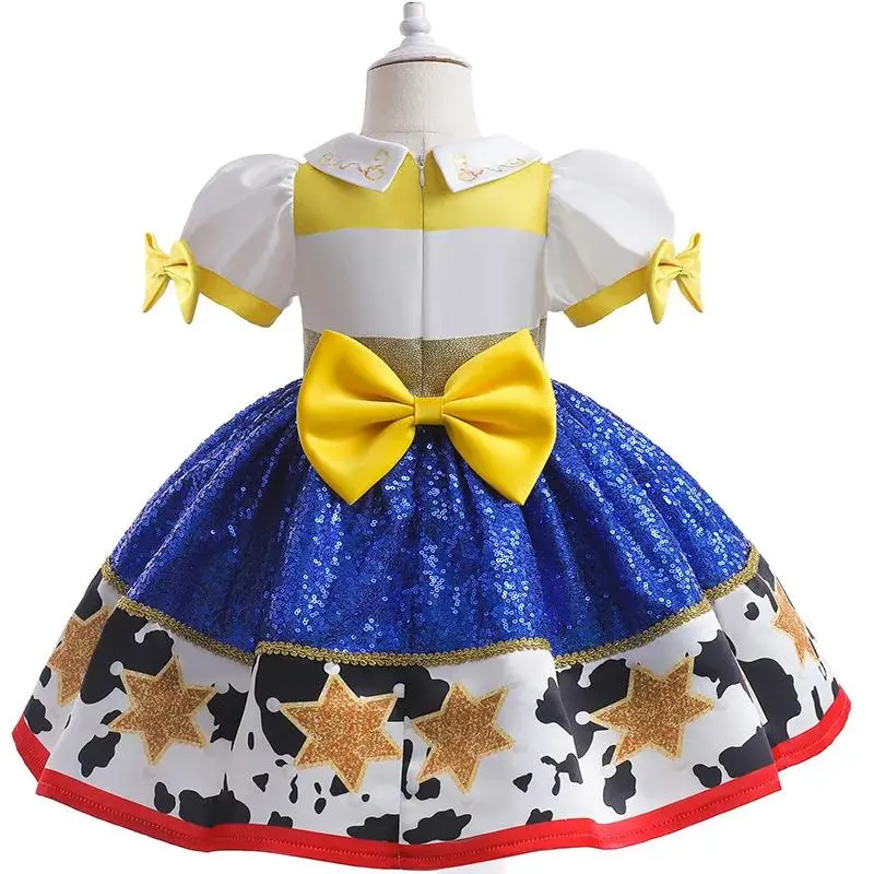Anime Toy Costume Story Infant Jessie Short Sleeve Dress Baby Girls Cute Sequins Princess Dress Halloween Birthday Party Dress