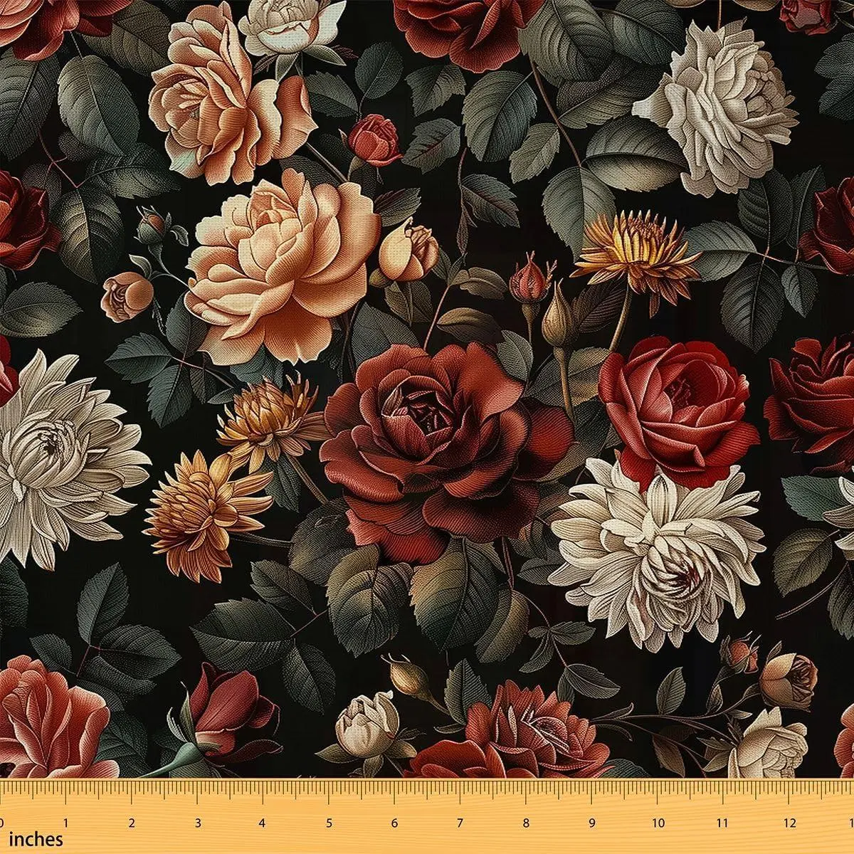 Boho Florals Flannel Fabrics Bohemian Art Flower Upholstery Soft Fabric Colorful Flowers Plant Water-Repellent‌ Fabric Elegant Rustic Design Indoor,Not Stretchy