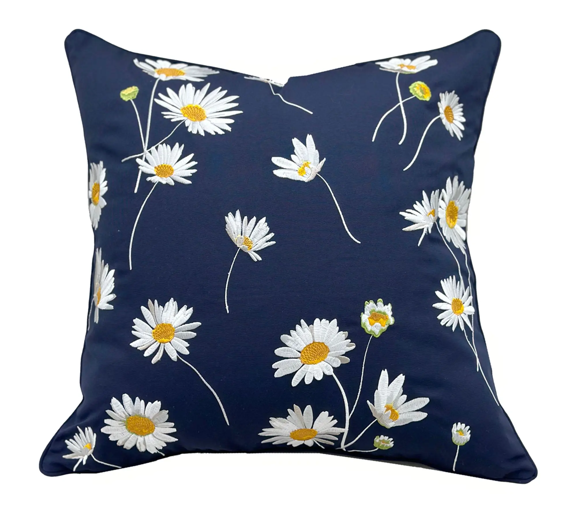 Navy Daisy Indoor/Outdoor Accent Throw Pillow Decor by Valerie