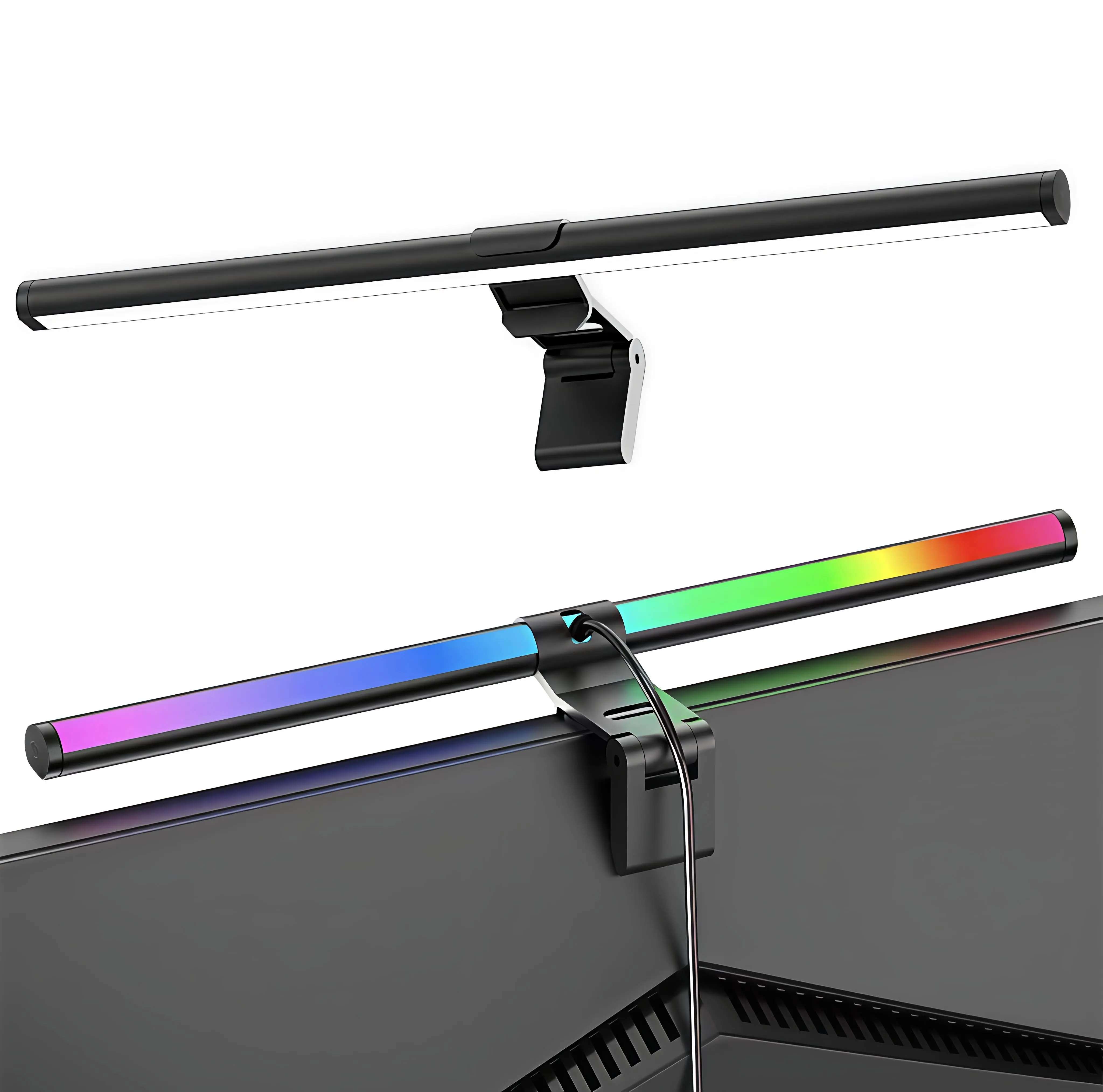 RGB LED Screen-Mounted Light Strip - Interior RGB Lighting, USB-Powered, Touch-Controlled, Dimmable, Space-Saving, Suitable for Home Gaming & Reading