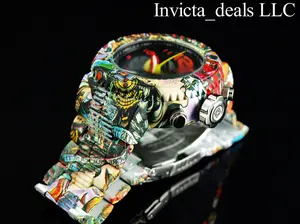 Rare Invicta Men's 52mm GRAND Pro Diver GRAFFITI Chronograph HYDROPLATED SS Watch