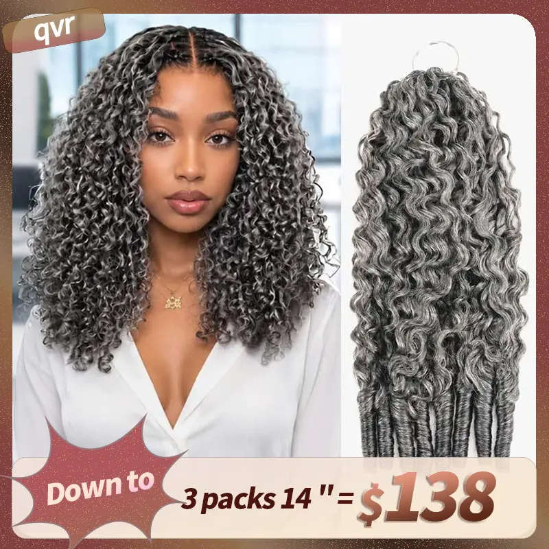 QVR Women's Asian-Inspired Asymmetric Feather Crochet Braiding Human Hair Extensions, Machine-Made, Quick Weaves, Natural Black Curly Texture, 14-24 In Multiple Lengths,sohochic