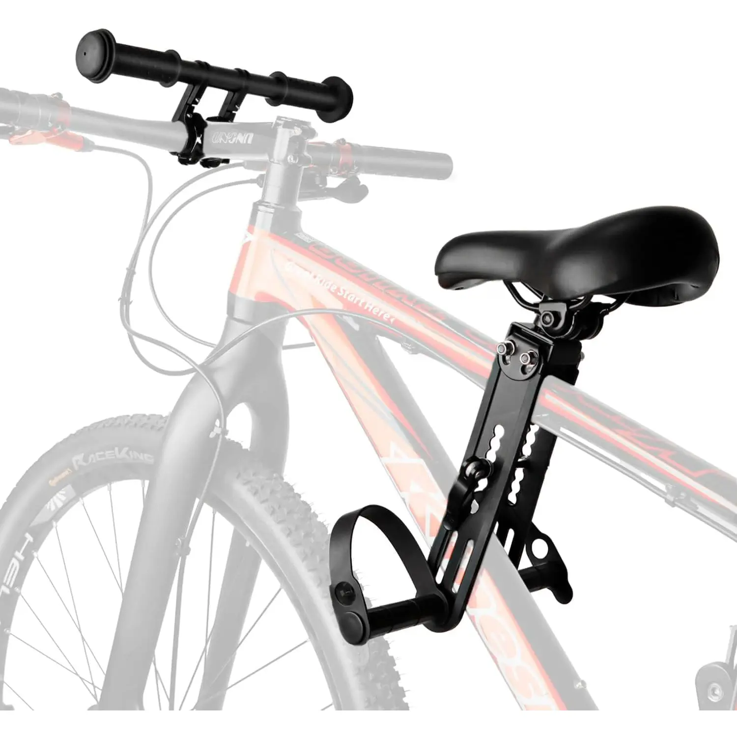Seat Front Mounted and Handlebar for Mountain  Parent- Cycling,  Bicycle Seat& Handlebar for All Adult MTB  Cycling(Foldable/Not Foldable Pedals)