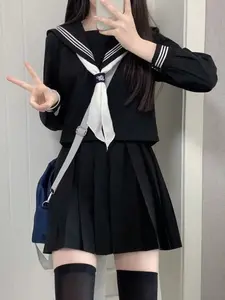 Student Role Play Uniform Set, Includes Top + Skirt + Tie, Kawaii School Jk Sailor Costume, Perfect for Graduation Photoshoots Parties Womenswear