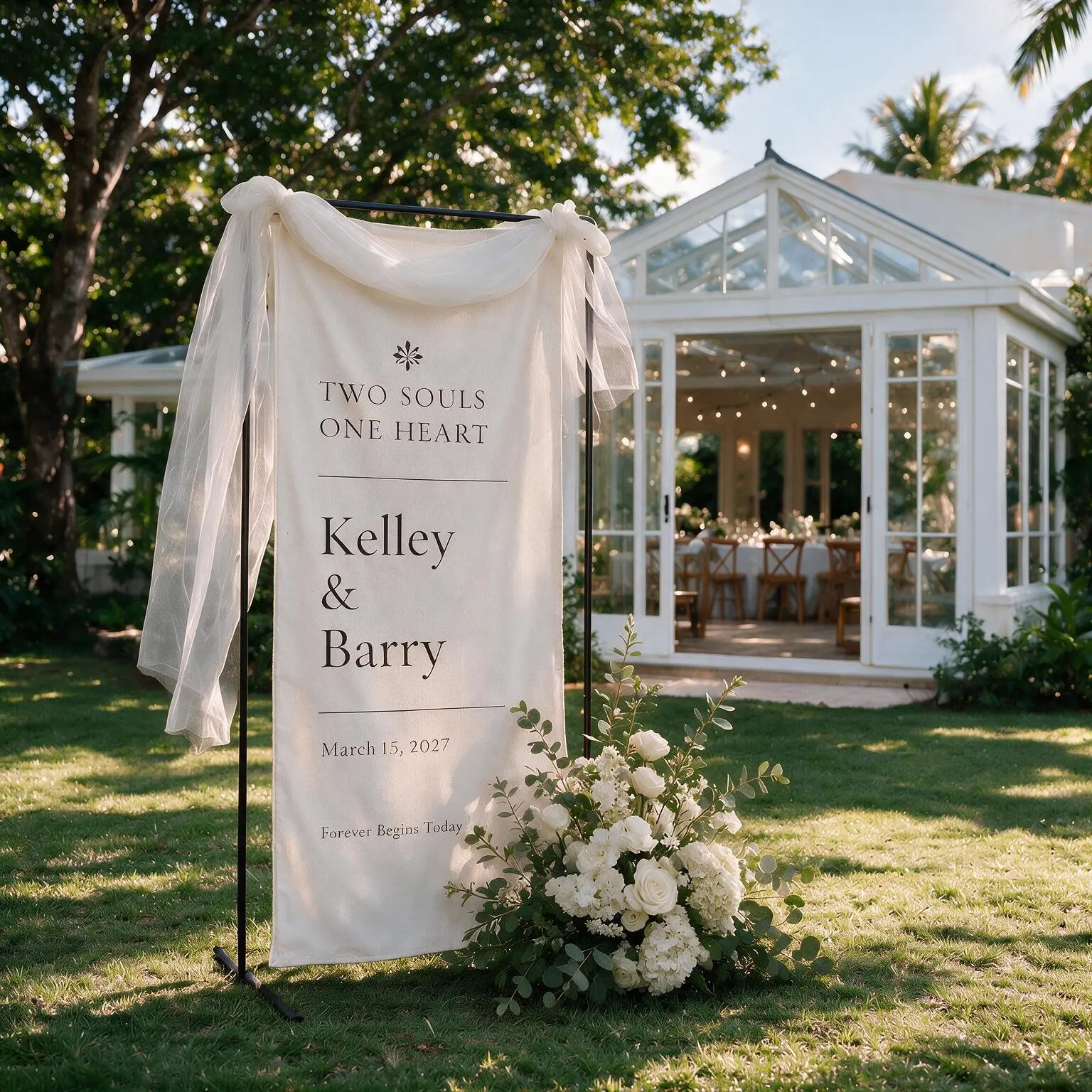 Custom Wedding Welcome Sign, Personalized  Name Linen Wedding Banner, Custom Name Date Ceremony Sign